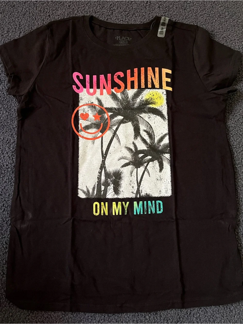 The Children's Place Black 'Sunshine On My Mind' Graphic Tee with Neon Accents